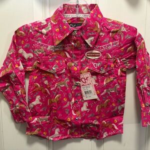Cowboy Hardware Girls 18 months Pink Horse Print Western Shirt NWT